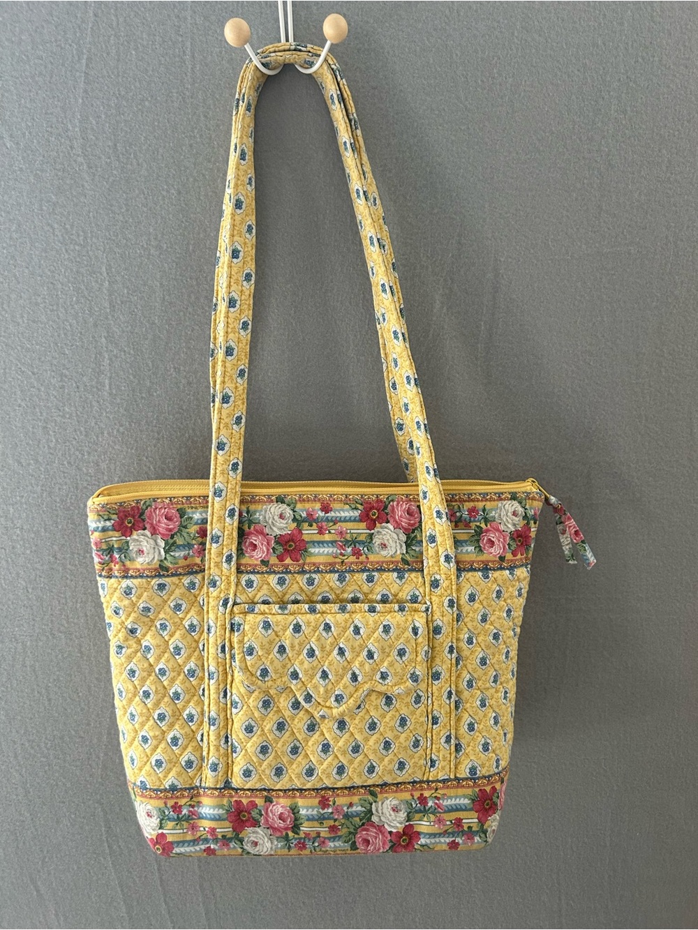 Vera Bradley Elizabeth Tote Bag Vintage Spring 1997 Quilted Yellow Retired Print